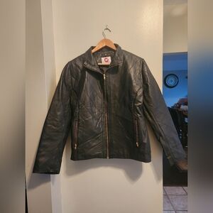 Real Leather Biker Womens Jacket XL